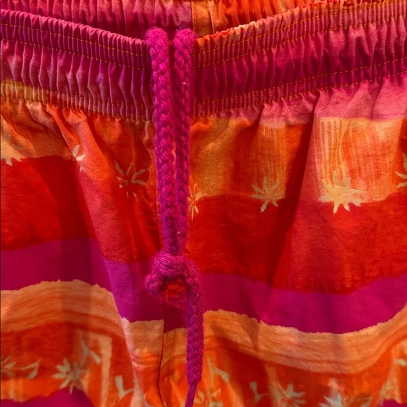 Vintage 90s Prince Sportswear Neon Nylon Shorts, Pink and Orange, Size Medium - Picture 3 of 5